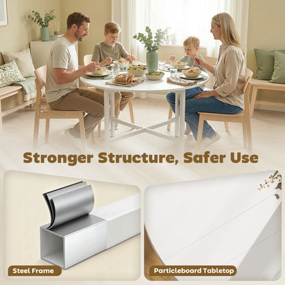 HOMCOM CollapsibleÂ Drop Leaf Table, Folding Dining Table for Small Spaces, Extendable Kitchen Table with Steel Frame, White