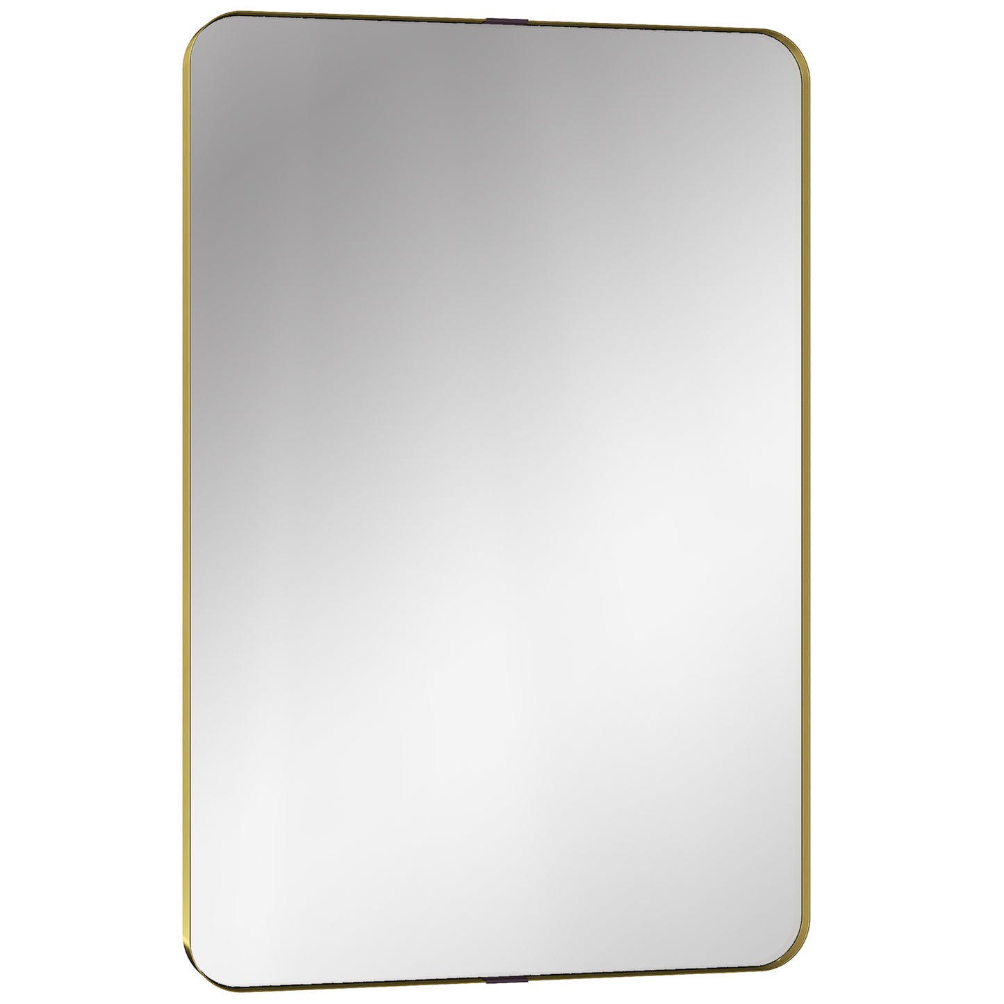HOMCOM Rectangular Wall Mirror, 90 x 60 cm Wall Mounted Bathroom Mirror w/ Aluminium Alloy Frame and Tempered Glass, Gold Tone
