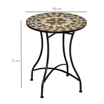 Outsunny Î¦60cm Mosaic Outdoor Patio Table - Grey