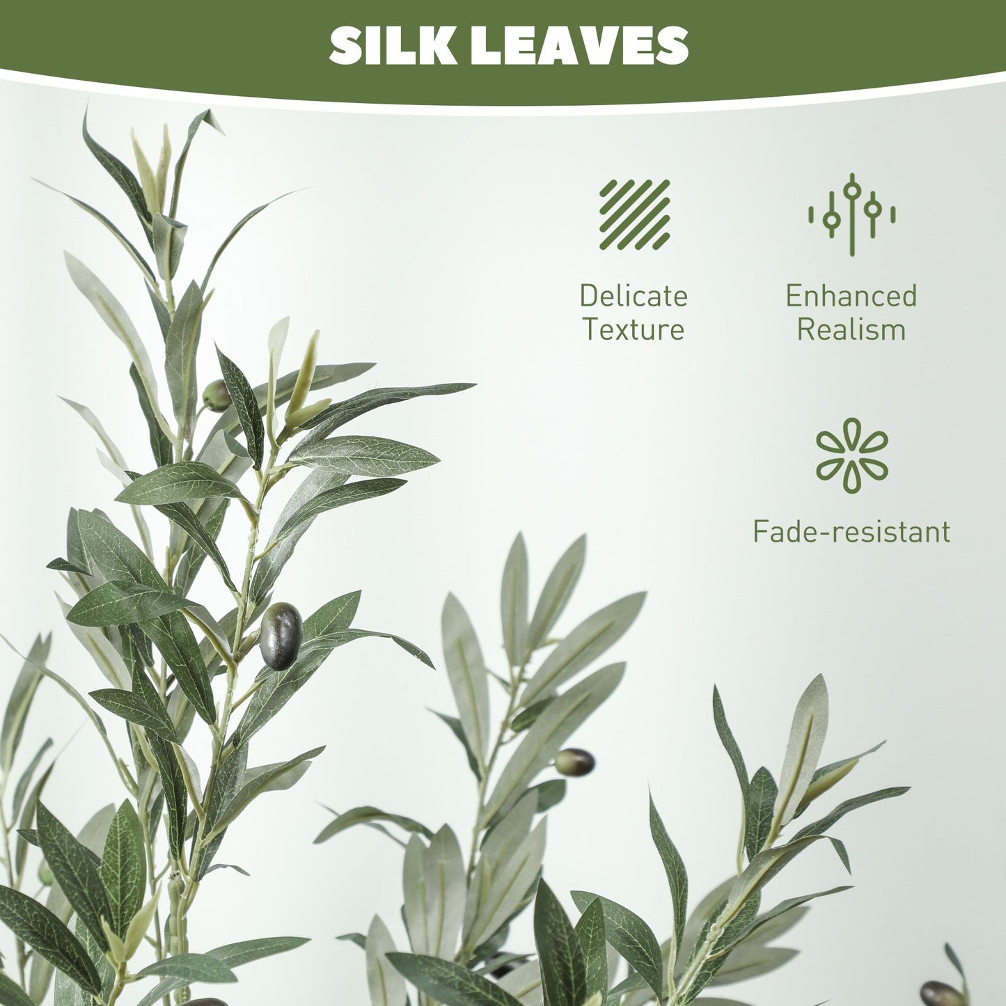 HOMCOM Set of Two Silk Leaf Artificial Olive Trees
