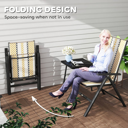Outsunny Set of Two Rattan Reclining Garden Chairs - Multicolour