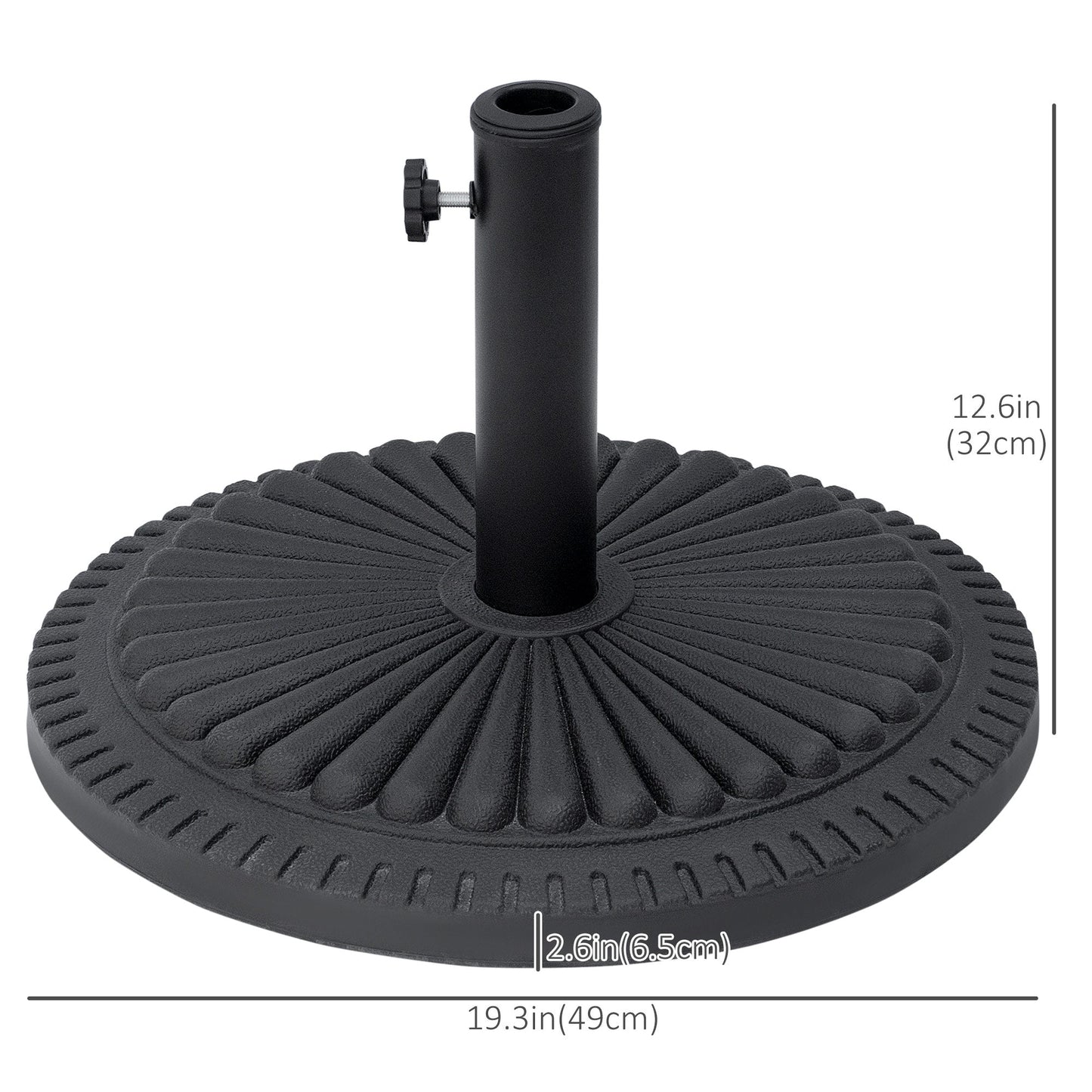 Outsunny 14kg Round Cement Parasol Base Umbrella Weight Stand Holder Fits Î¦35mm,Î¦38mm,Î¦48mm Pole for Patio Outdoor Garden - Black
