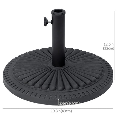 Outsunny 14kg Round Cement Parasol Base Umbrella Weight Stand Holder Fits Î¦35mm,Î¦38mm,Î¦48mm Pole for Patio Outdoor Garden - Black
