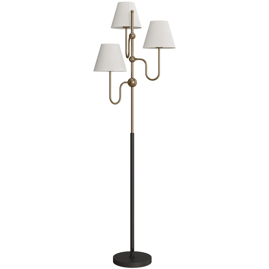 HOMCOM Floor Lamp, 165 cm Tall Standing Lamp with 3 Light and Foot Switch for Living Room, Bedroom, Bedside, Office, E27 Base Without Bulb (40W Max)