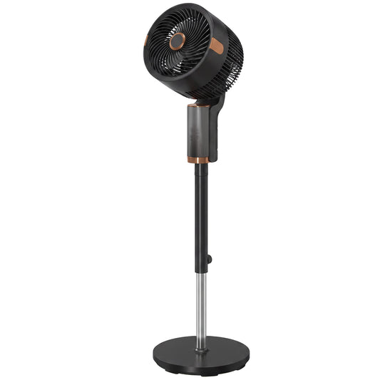 HOMCOM 20 dB Silent Standing Fan for Bedroom, 44" Pedestal Fan with 90Â° Oscillating, 8 Speeds and LED Light, Black