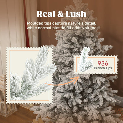 HOMCOM 5ft Snow Flocked Artificial Christmas Tree