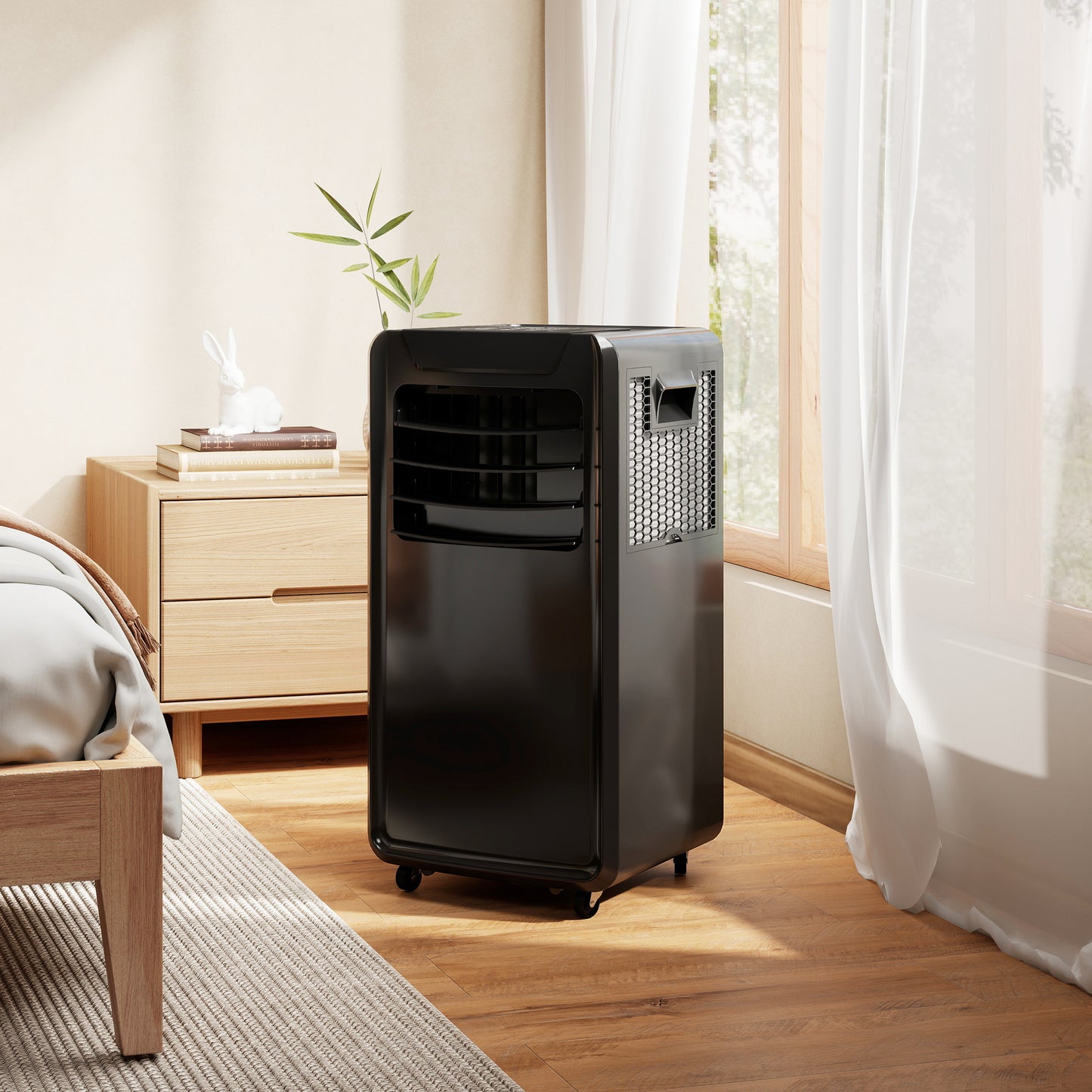 HOMCOM Air Conditioning Unit 10000 BTU, 4-in-1 Portable Air Conditioner with Remote Control, LED Display, 2 Speeds, Black
