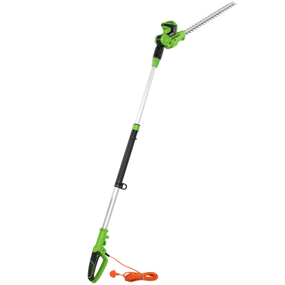 Outsunny 2.6m Corded Extendable Hedge Trimmer with 90Â° Adjustable Head, 450W Telescopic Electric Hedge Cutter Long Reach