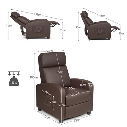 Recliner Armchair with Reclining Function and Adjustable Leg Rest-Coffee