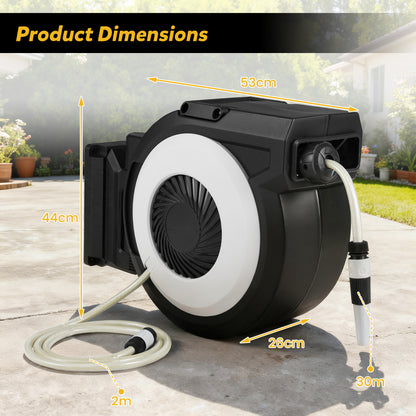 Retractable Garden Hose Reel 30 M Water Hose with 2 M Lead in Hose