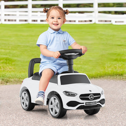 Ride on Sliding Car with Steering Wheel with Horn and Engine Sound-White