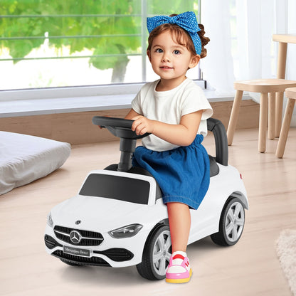 Ride on Sliding Car with Steering Wheel with Horn and Engine Sound-White