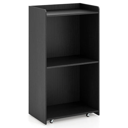 Rolling Lectern Stand with 2 Storage Shelves and 4 Universal Casters-Black