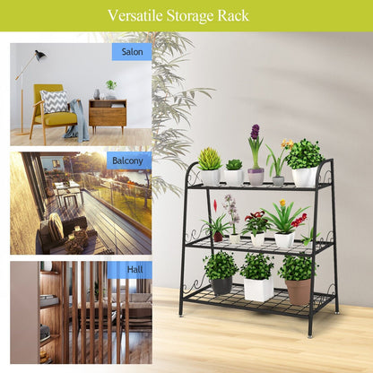 3-tier Metal Plant Stand Shelf Display Rack for Plants Shoes