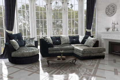 Serene Dual-Toned Crushed Velvet Corner Sofa Suite