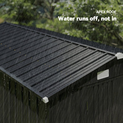 Outsunny 12 x 8 ft Garden Shed, Outdoor Storage Shed with 4 Vents and Lockable Double Doors, Dark Grey