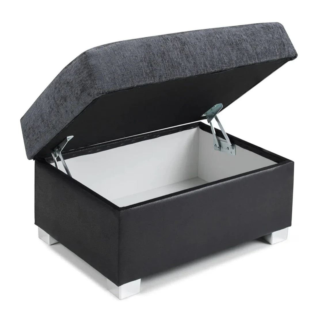 Ferol Fabric Footstool - Black/Grey