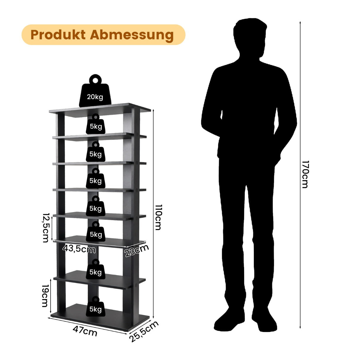 Height adjustable 8 tier wooden shoe rack freestanding corner shelf brown