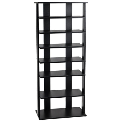 Height adjustable 8 tier wooden shoe rack freestanding corner shelf brown