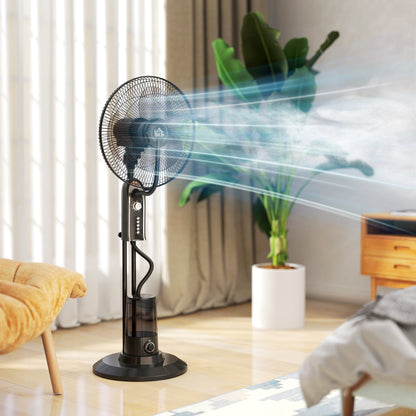 HOMCOM Pedestal Fan with Water Mist Spray, Spray Misting Fan with 70Â° Oscillation, Tilt Head, 3 Speeds, 3 Modes, Adjustable Mist, 3.2L Water Tank, for Home, 120 cm
