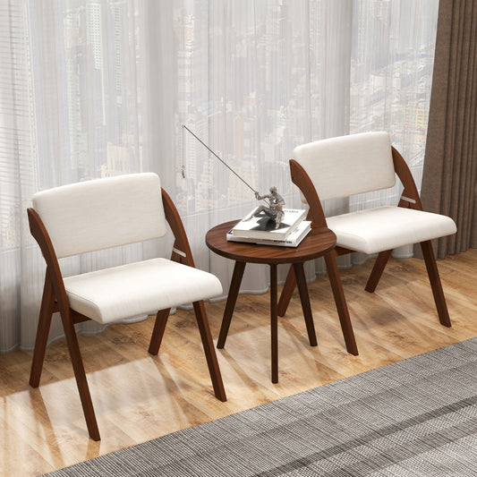 Set of 2 Dining Chairs Folding Kitchen Chair with Rubber Wood Legs-Walnut