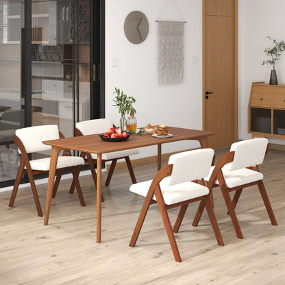 Set of 2 Dining Chairs Folding Kitchen Chair with Rubber Wood Legs-Walnut