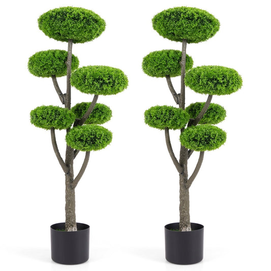 Set of 2 Fake Shrub Plant Cedar Tree