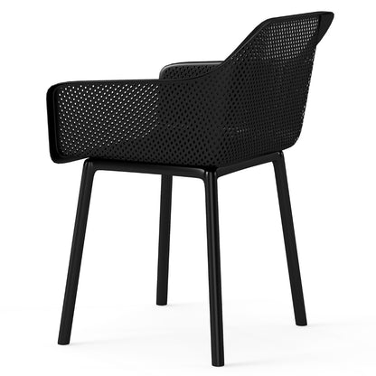 Set of 2 Modern Plastic Dining Chairs with Wide Seat-Black