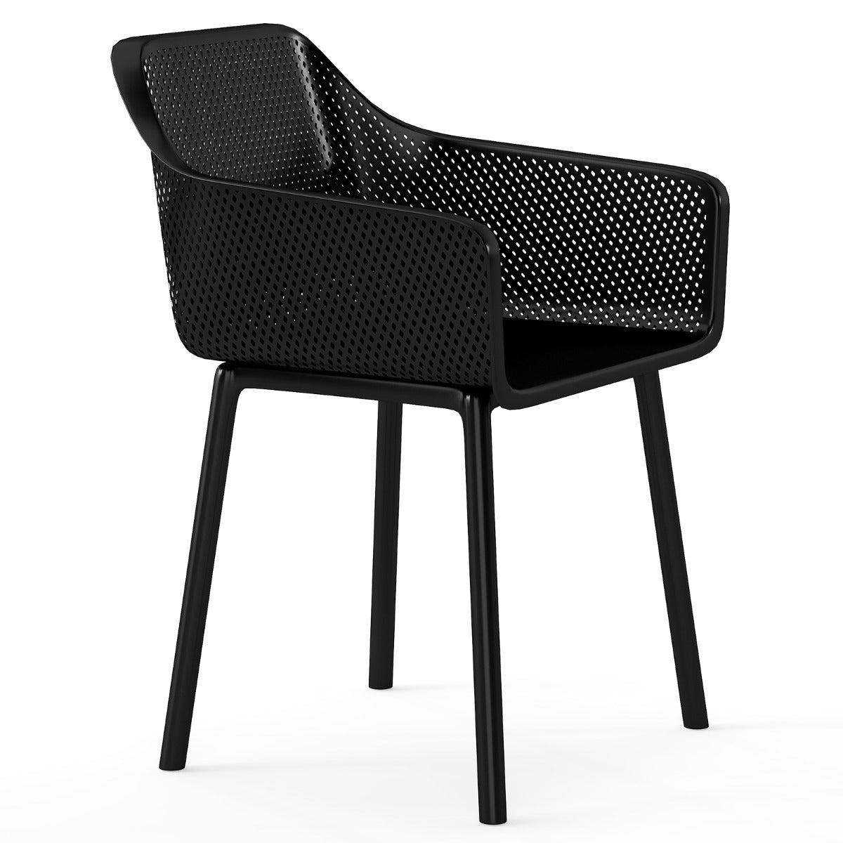 Set of 2 Modern Plastic Dining Chairs with Wide Seat-Black