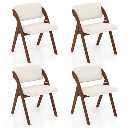 Set of 4 Dining Chairs Folding Kitchen Chair with Rubber Wood Legs-Walnut
