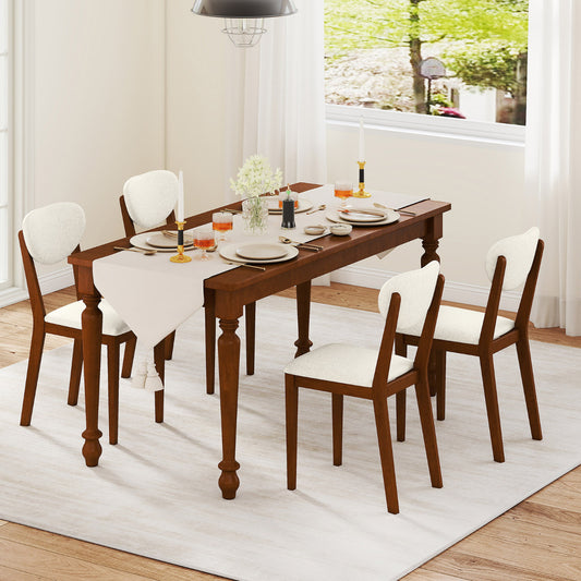 Set of 4 Sherpa Dining Chairs with Rubber Wood Legs-Walnut