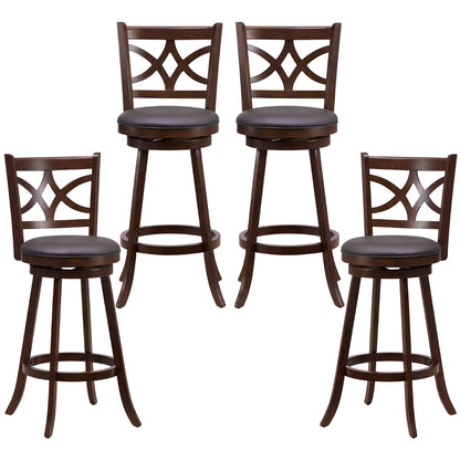 61/74 cm Set of 4 Swivel Counter Height Bar Stools with Backrest and Footrest-74 cm