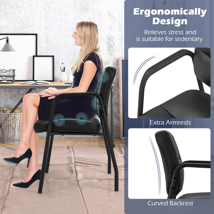 Set of 4 Waiting Room Chairs with Integrated Armrests No Wheels-Black
