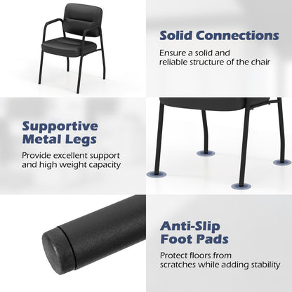 Set of 4 Waiting Room Chairs with Integrated Armrests No Wheels-Black