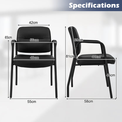 Set of 4 Waiting Room Chairs with Integrated Armrests No Wheels-Black