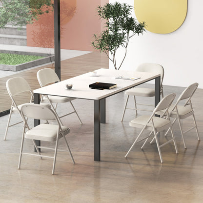 Set of 6 Folding Fabric Padded Chairs&amp;nbsp;with Sponge Seat&amp;nbsp;and Backrest-Beige