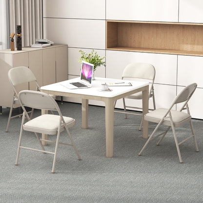 Set of 6 Folding Fabric Padded Chairs&amp;nbsp;with Sponge Seat&amp;nbsp;and Backrest-Beige
