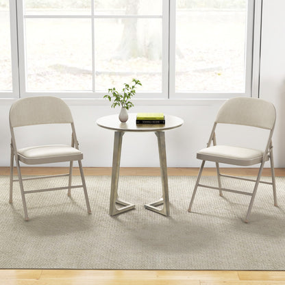 Set of 6 Folding Fabric Padded Chairs&amp;nbsp;with Sponge Seat&amp;nbsp;and Backrest-Beige
