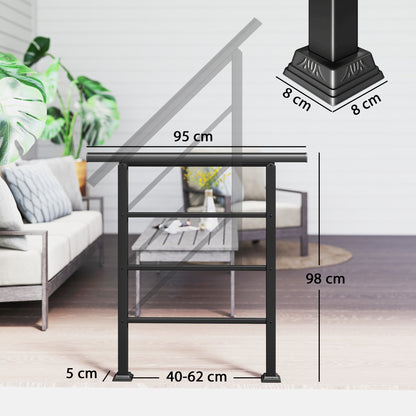 Outsunny Outdoor Handrail for Stairs, 0Â°-45Â° Adjustable Wrought Iron Exterior Handrail, Fit 1 to 3 Steps Stair Railing