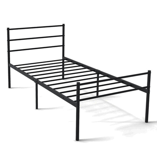 Single Size Modern Bed Frame with Metal Slat Support-Black