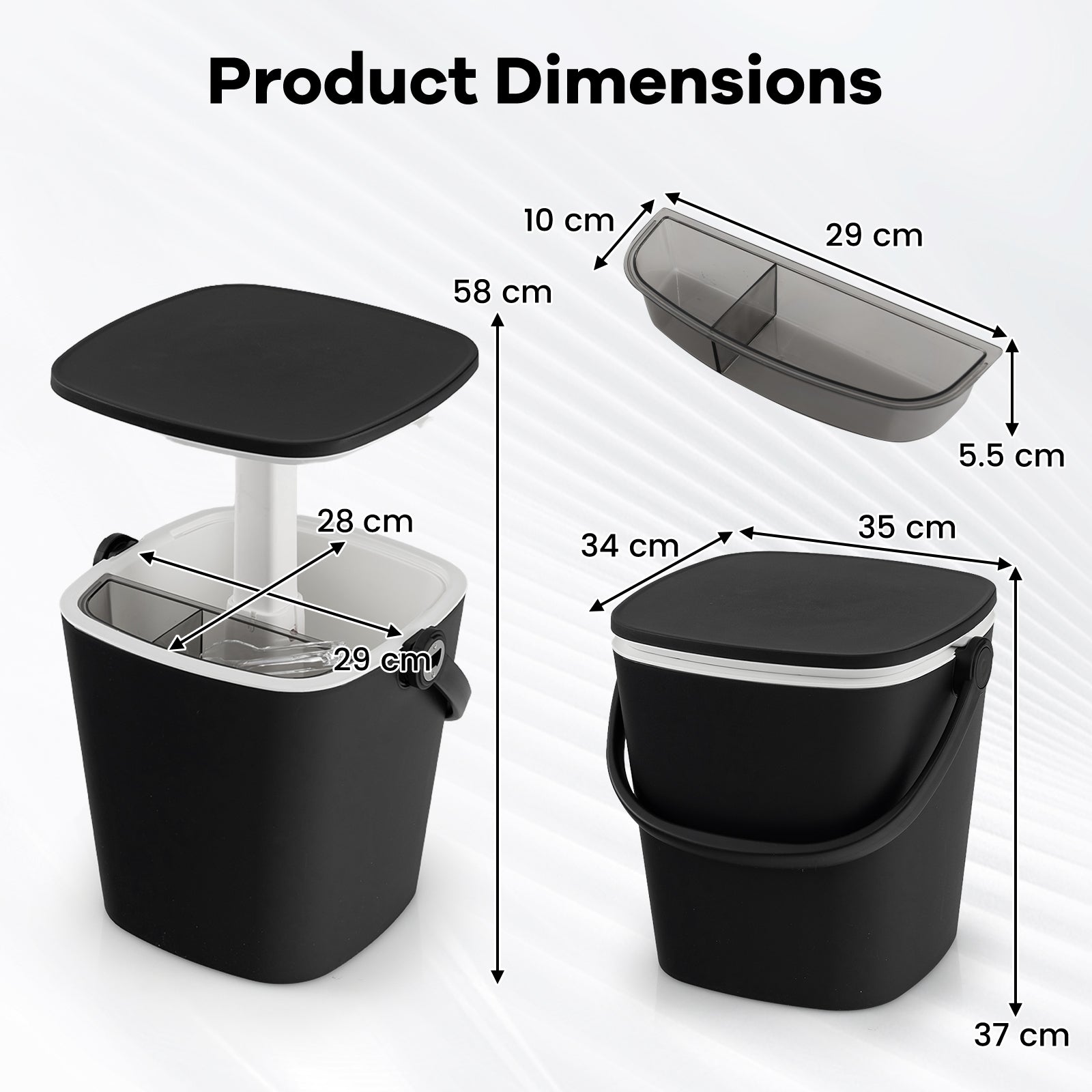 Portable Cooler Side Table with Handle and Bottle Opener-Black