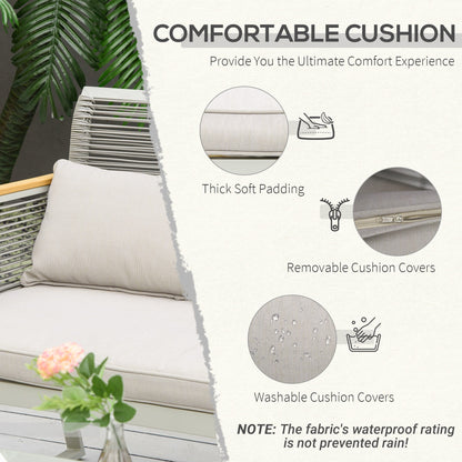 Outsunny 4 Pieces Rattan Garden Furniture Set - Grey