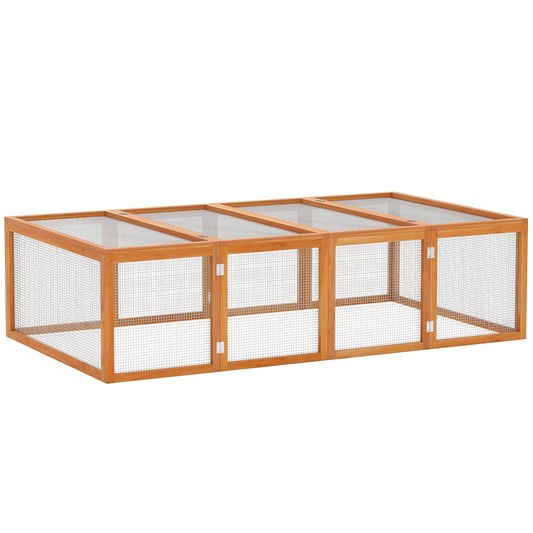 PawHut Big Hutches for Rabbits - 6ft Wooden Spacious Outdoor Rabbit Hutch for Pet Rabbits, Natural Wood