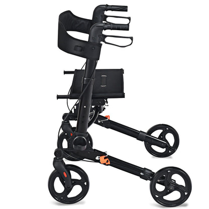 Foldable Rollator Mobility Aid with Bag-Black