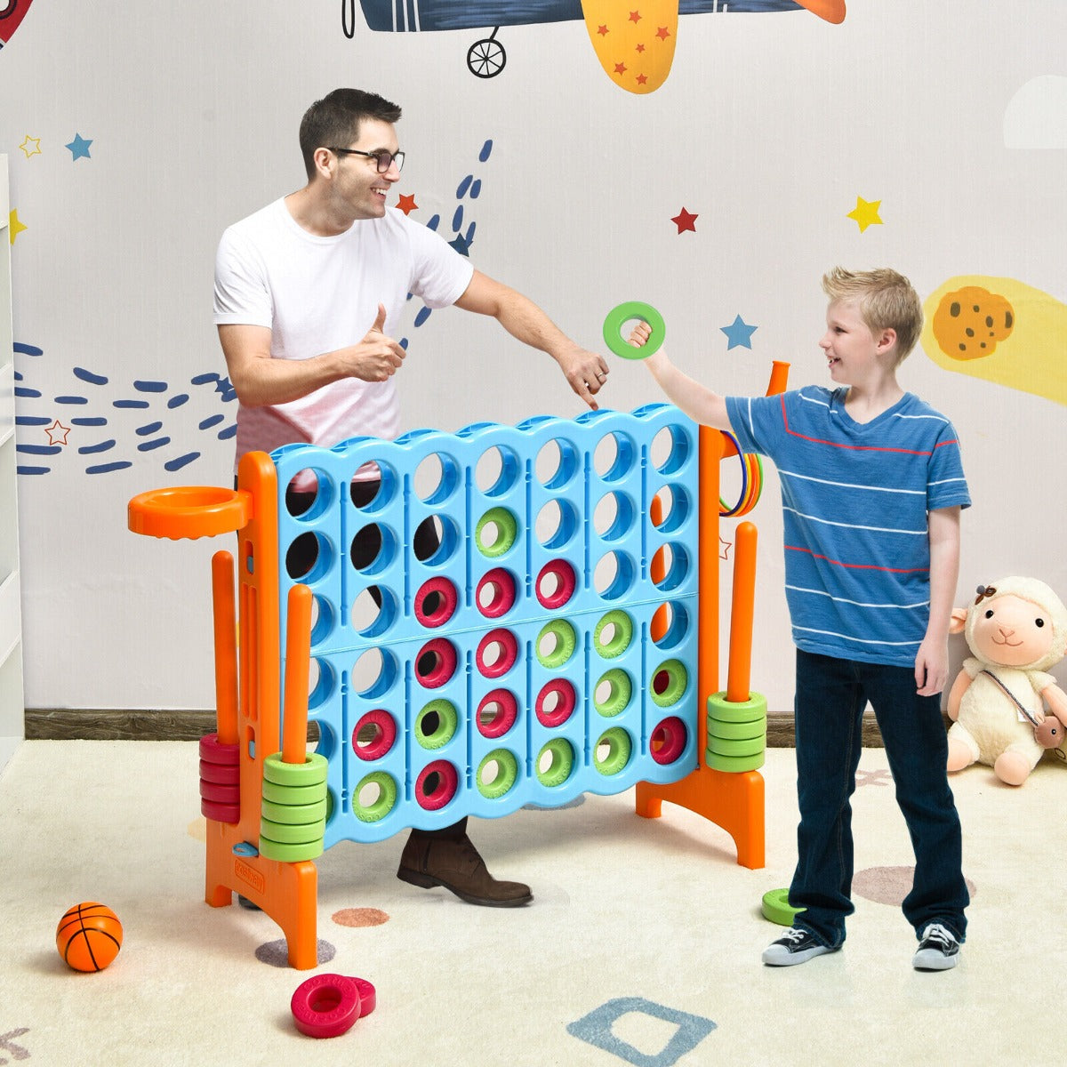 Giant Connect 4 Game Jumbo with 42 Rings-Orange