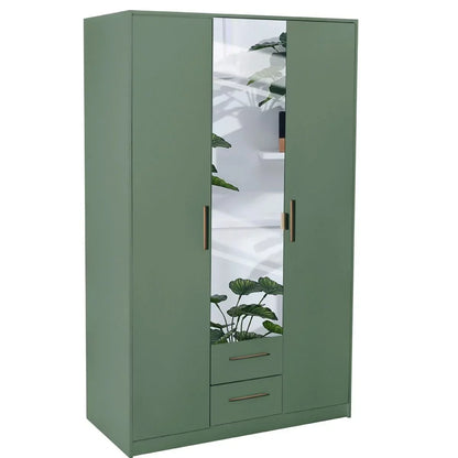 WINSTEAD 3 Door Mirrored Wardrobe Dark Green 135cm