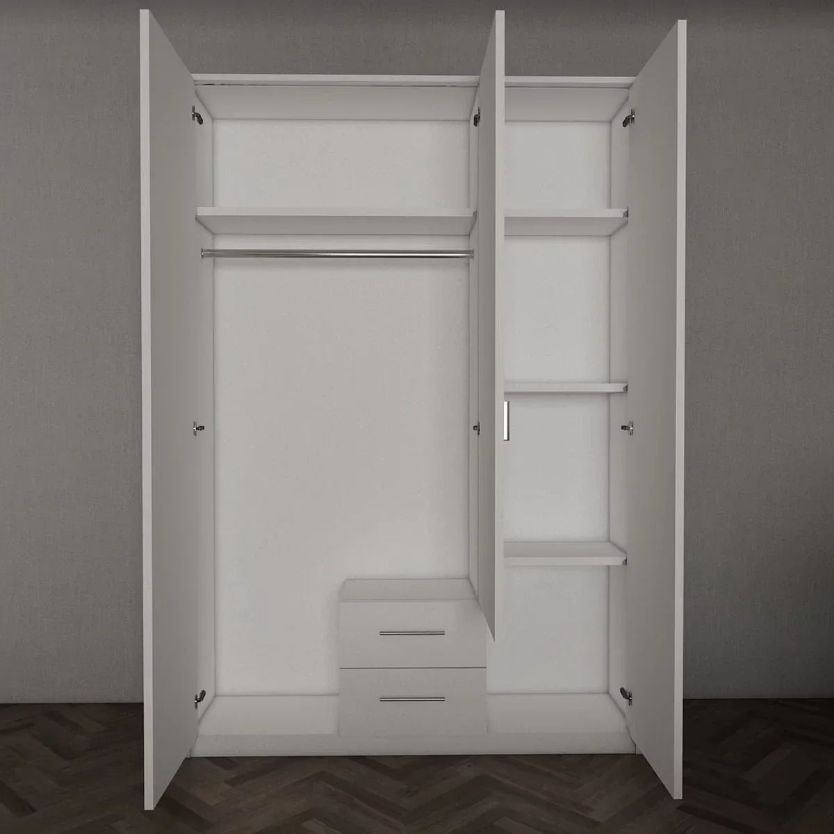 WINSTEAD 3 Door Mirrored Wardrobe Black 135cm
