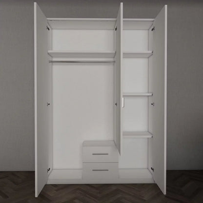 WINSTEAD 3 Door Mirrored Wardrobe Matt White 120cm