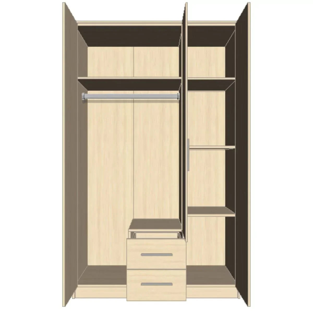 WINSTEAD 3 Door Mirrored Wardrobe Dark Green 135cm