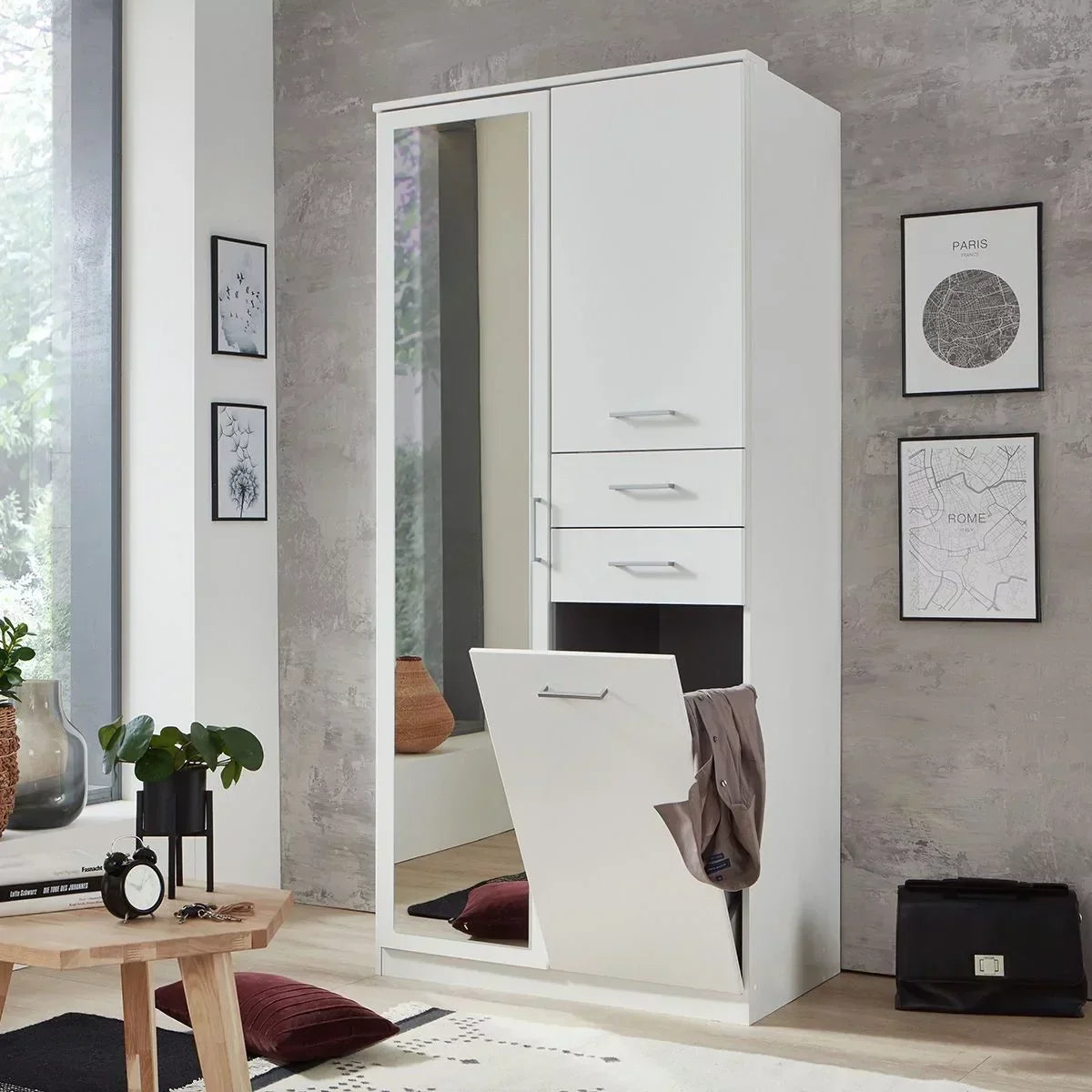 Wardrobe FRESNA 2 Door Wardrobe White 90cm